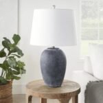 23" Black Unglazed Ceramic Urn Table Lamp