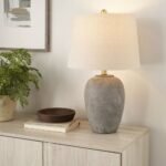 23" Distressed Brown (Gray Undertones) Ceramic Urn Table Lamp