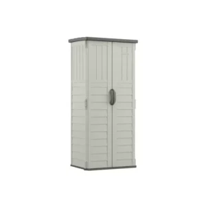 Searspartsdirect 22 Cu. Ft. Vertical Outdoor Storage Shed – Weather Resistant Resin Tool & Garden Organizer