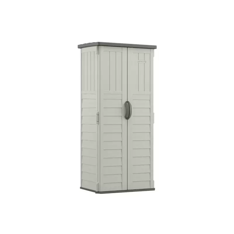 Searspartsdirect 22 Cu. Ft. Vertical Outdoor Storage Shed – Weather Resistant Resin Tool & Garden Organizer